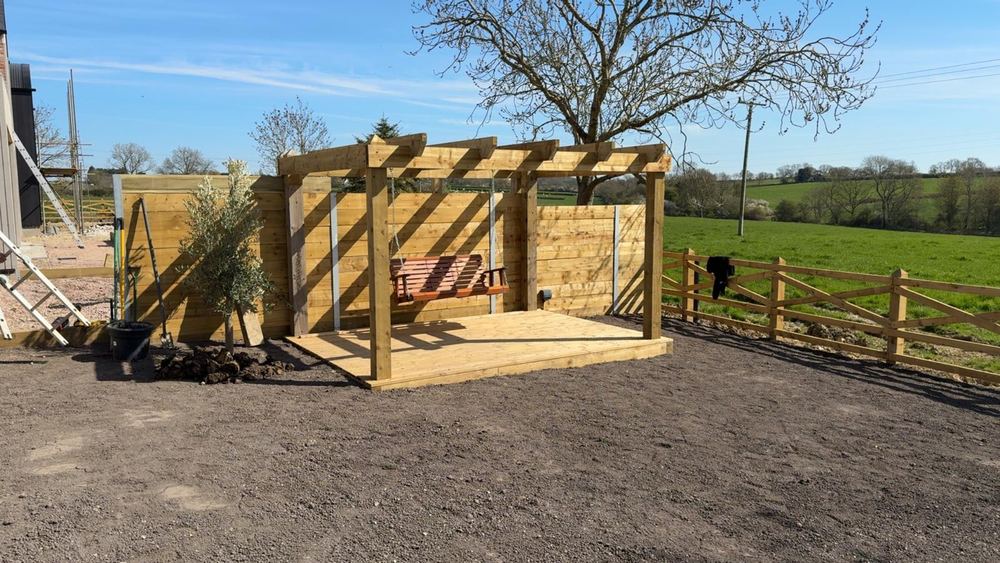 Timber-frame building under construction