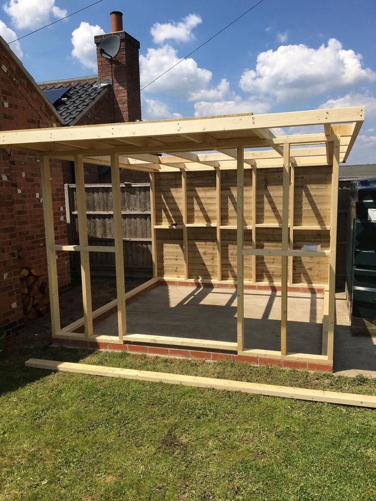 Timber-frame veranda under construction