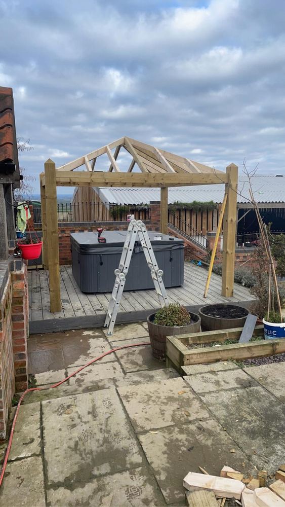 Timber pergola & hot-tub base