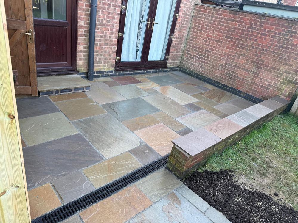 Indian sandstone patio & drainage