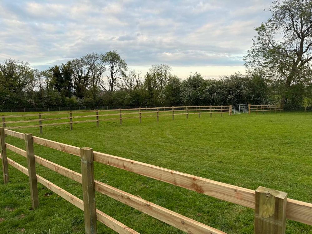 Post-and-rail fencing run